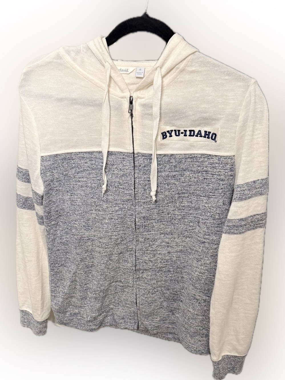 BYUI Two-Tone Zip Hoodie - Cream & Gray